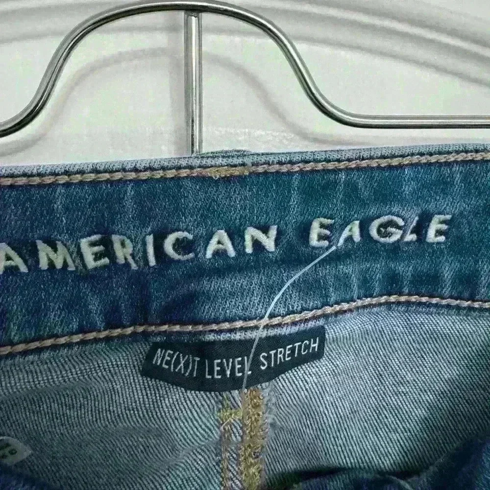American Eagle High-Riss Authentic Next Level Stretch Blue Jeans  Woman’s 00 - Picture 6 of 7